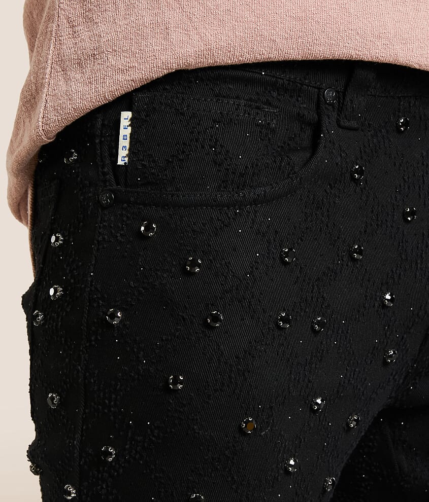 Rhinestone Stacked Flare Stretch Jean