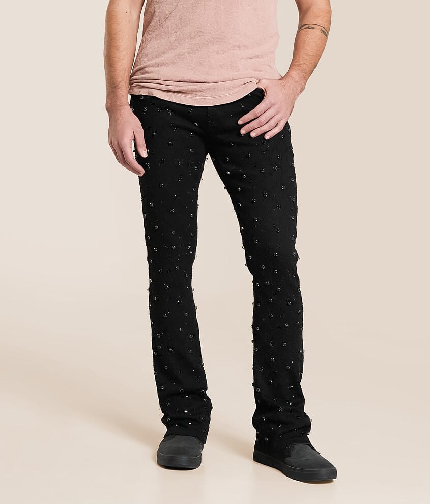 Rhinestone Stacked Flare Stretch Jean