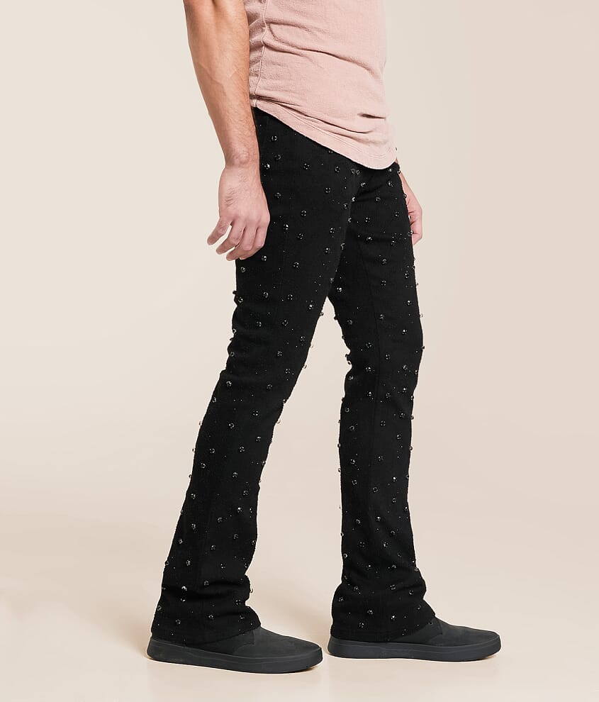 Rhinestone Stacked Flare Stretch Jean
