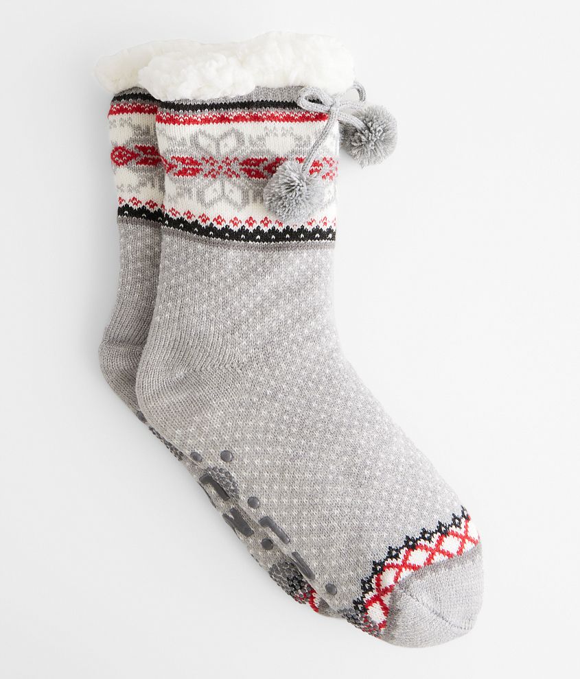 Muk Luks Cabin Slipper Socks - Women's Shoes in Grey Snowflake