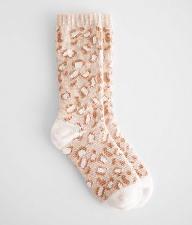 Muk Luks BKE Leopard Cozy Boot Socks front view