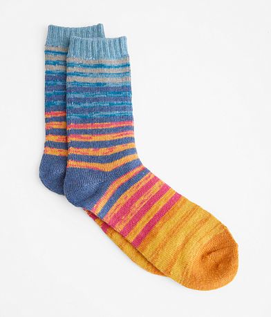 Muk Luks BKE Striped Crew Socks front view