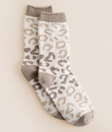 BKE Leopard Crew Socks front view