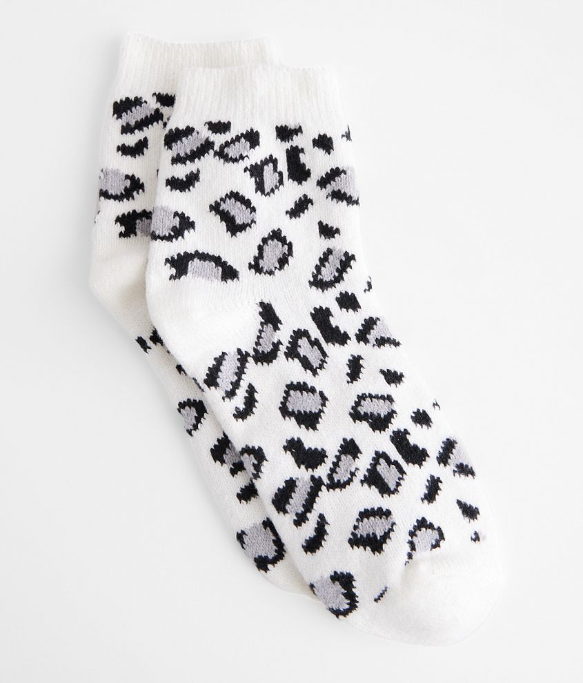 BKE Muk Luks Plush Leopard Print Socks - Women's Socks in White Leopard ...