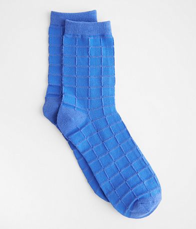 Muk Luks BKE Blue Grid Socks front view