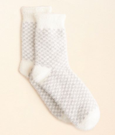 Muk Luks BKE Eyelash Checker Socks front view