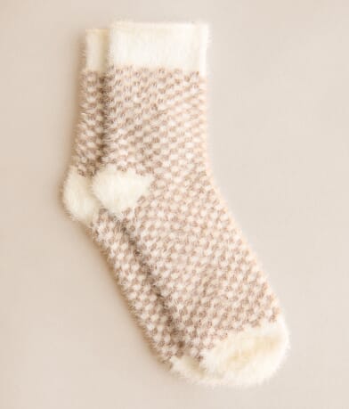 BKE Eyelash Checkered Socks front view