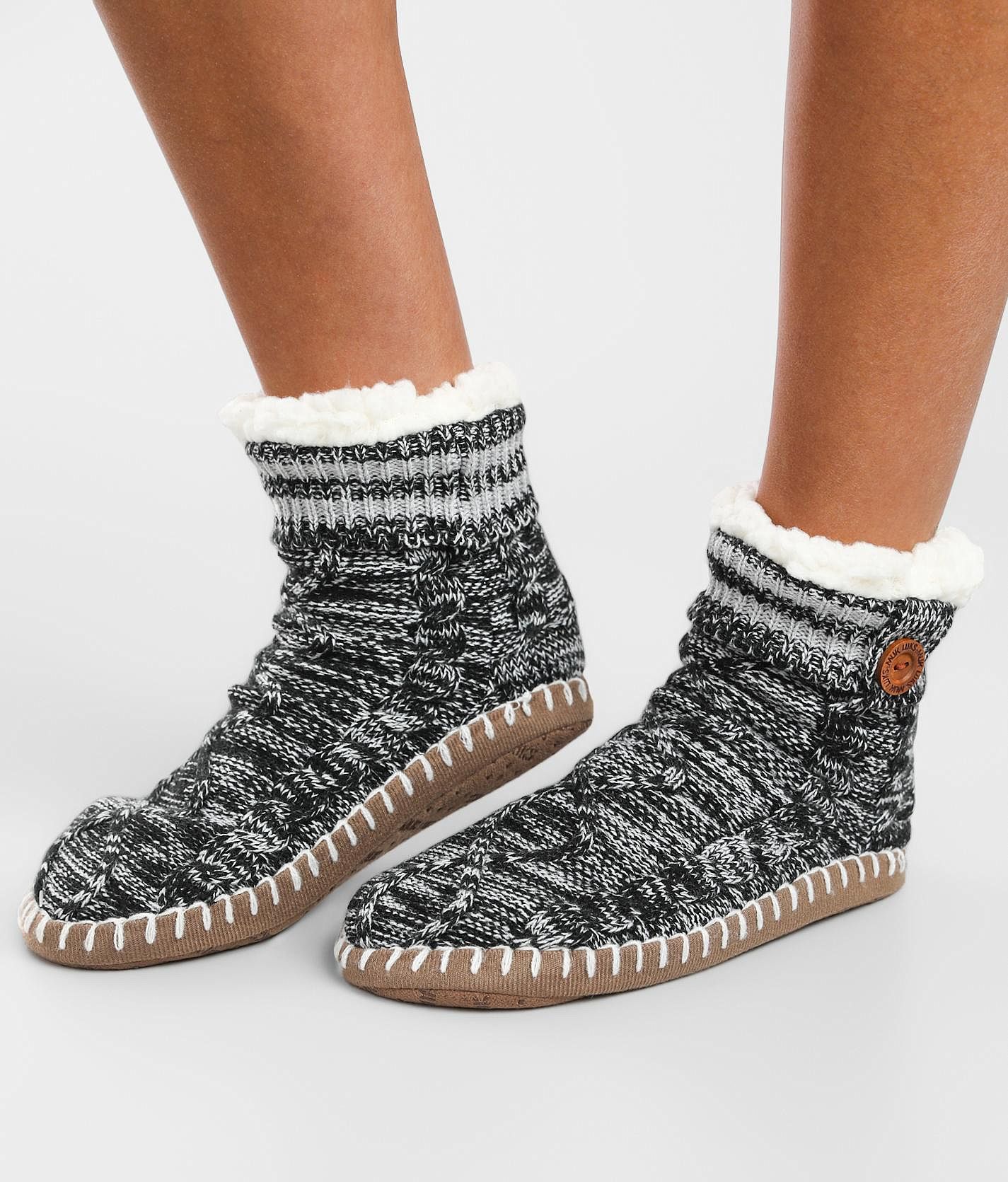 Muk Luks Sweater Knit Slipper Socks - Women's Socks in Ebony