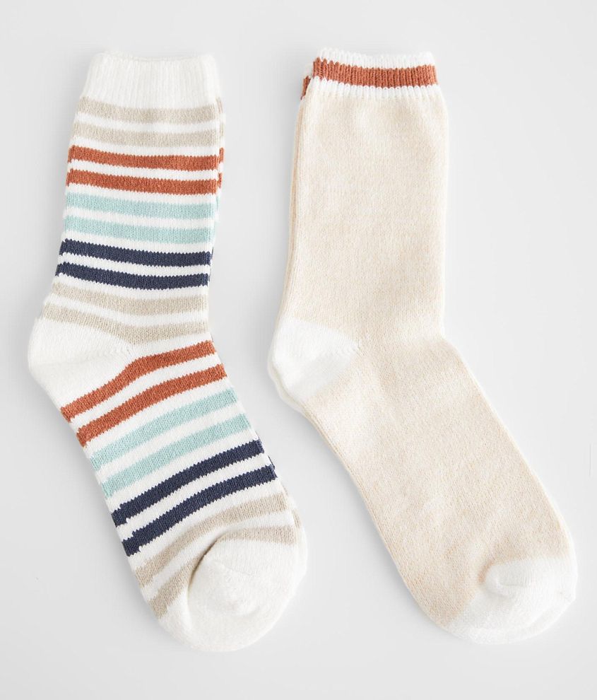 Muk Luks 2 Pack Striped Boot Socks front view
