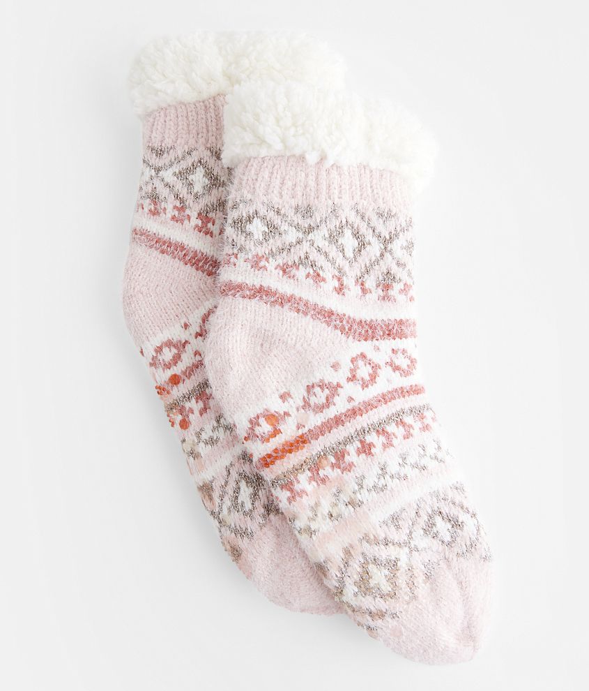 Muk Luks Chenille Eyelash Mix Slipper Socks front view