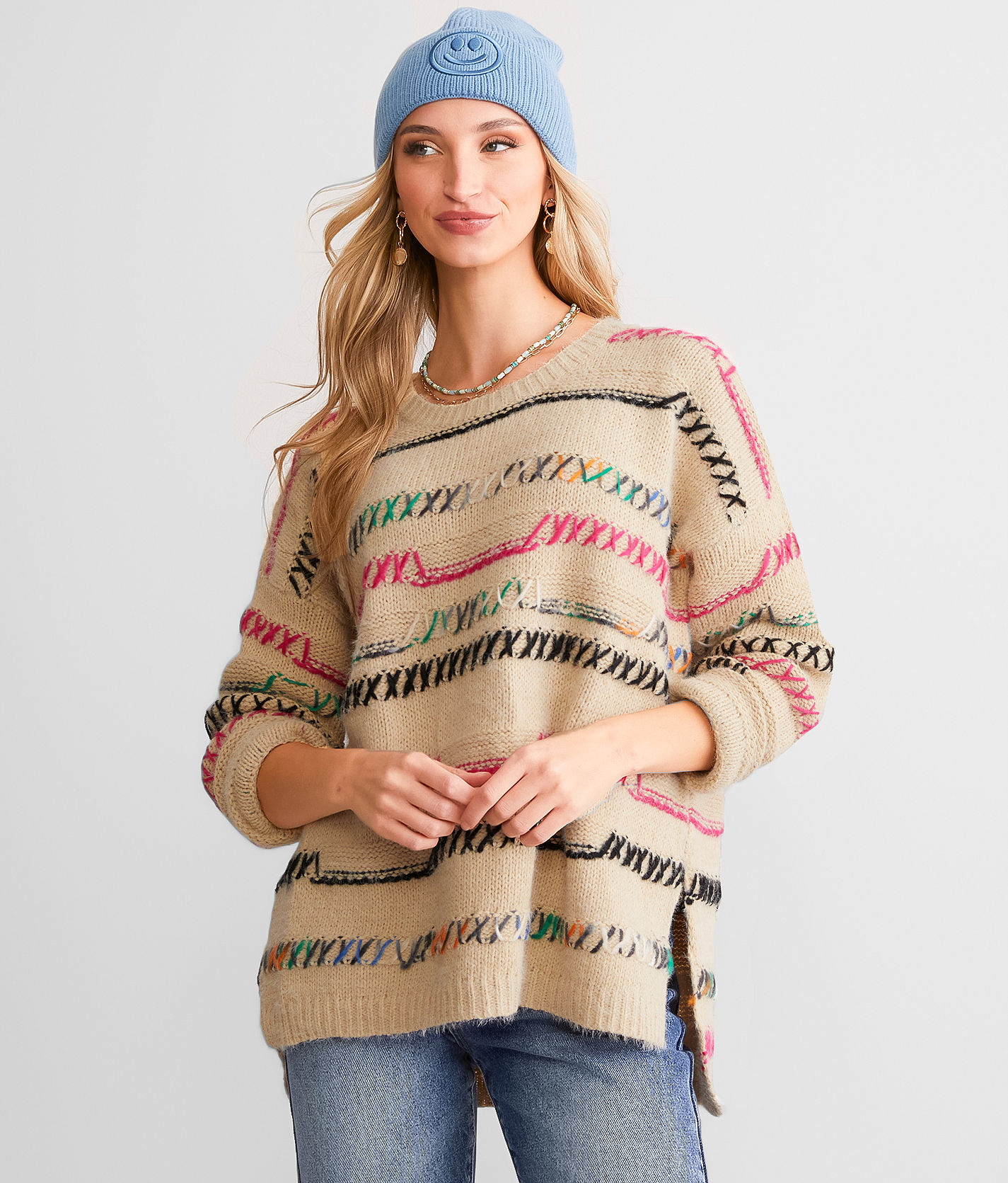 Willow & Root Multi Stitch Oversized Sweater - Women's Sweaters in