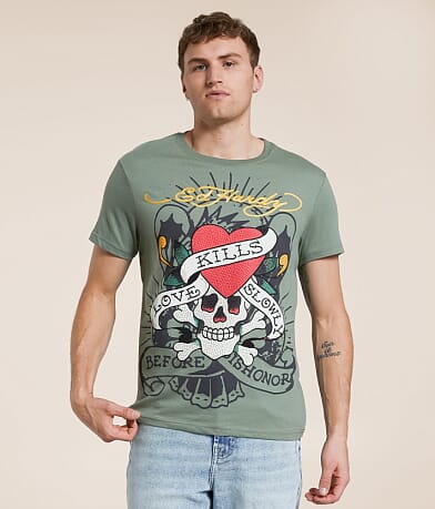 Ed Hardy Rhinestone Skull T-Shirt front view
