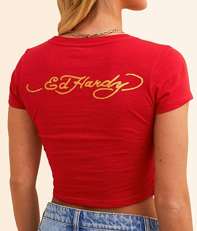 Ed Hardy Rhinestone Dragon Cropped T-Shirt MISC_DETAIL_1