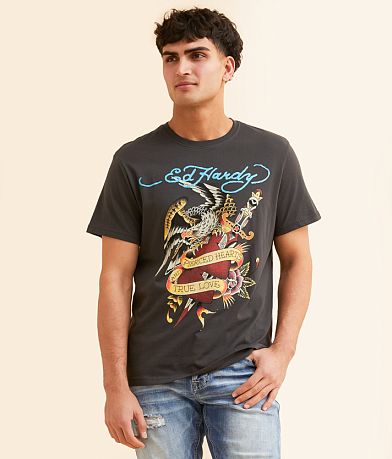 Ed Hardy Rhinestone Eagle Dagger T-Shirt front view