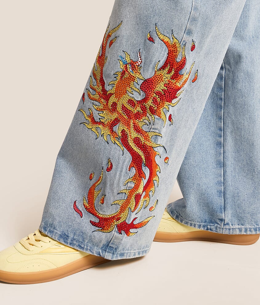Rhinestone Baggy Wide Leg Jean
