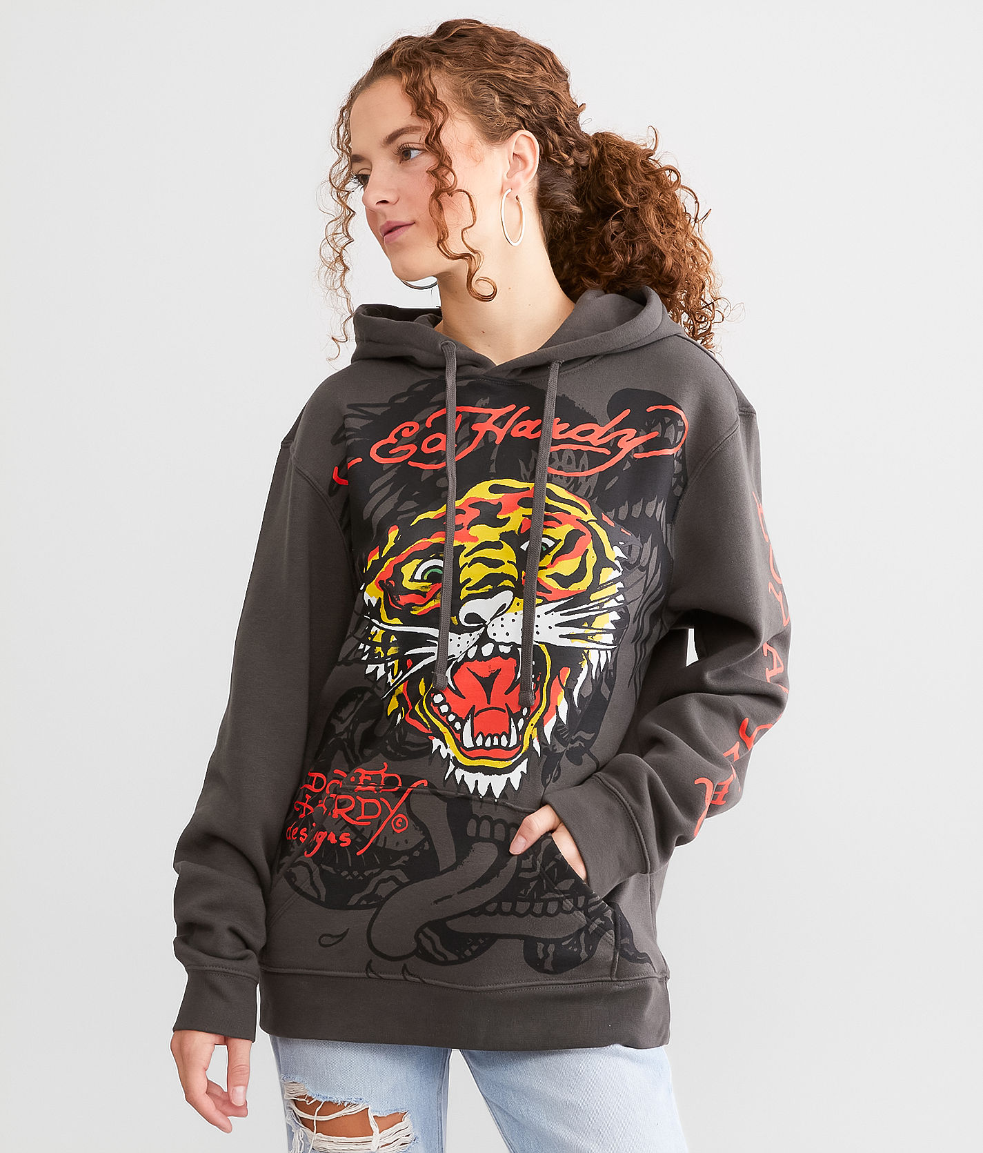 Ed Hardy Tiger Hoodie - Charcoal  Tiger hoodie, Womens sweatshirts hoods, Sweatshirts  women