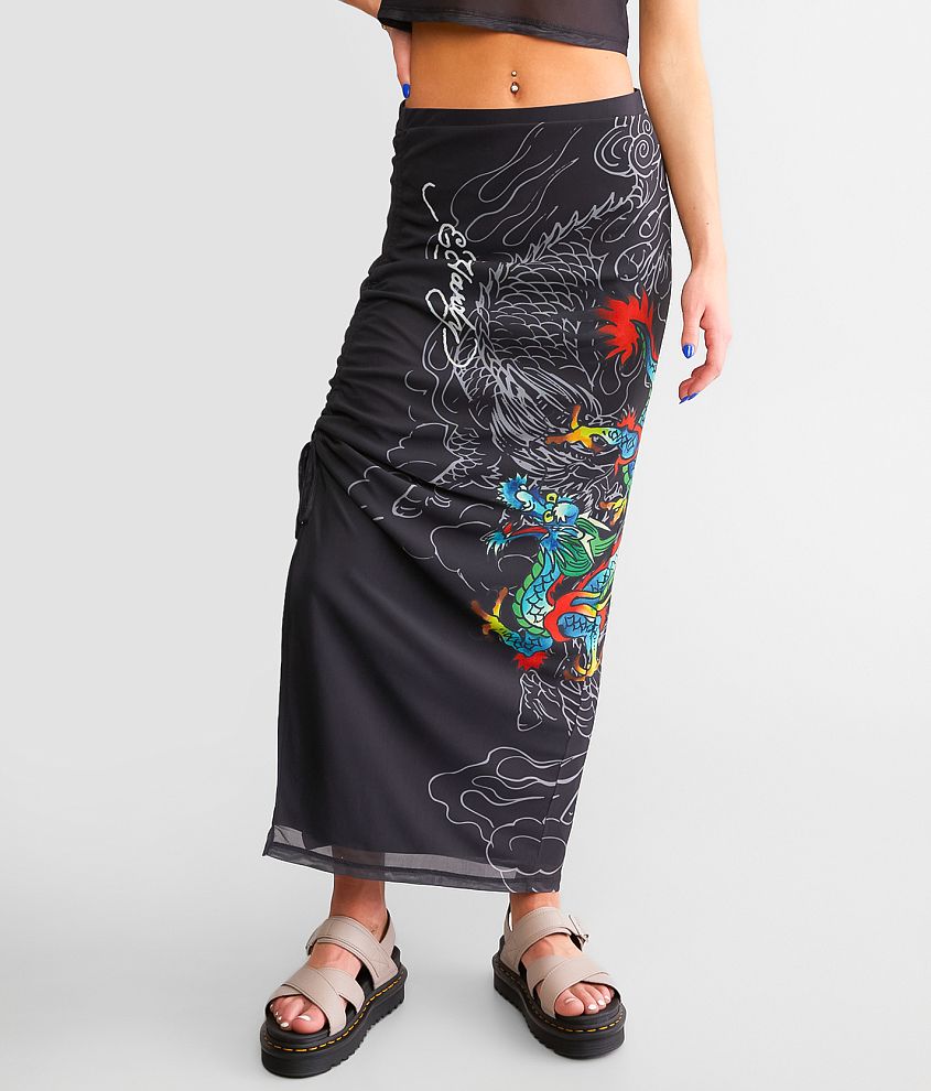 Ed Hardy Dragon Maxi Skirt front view