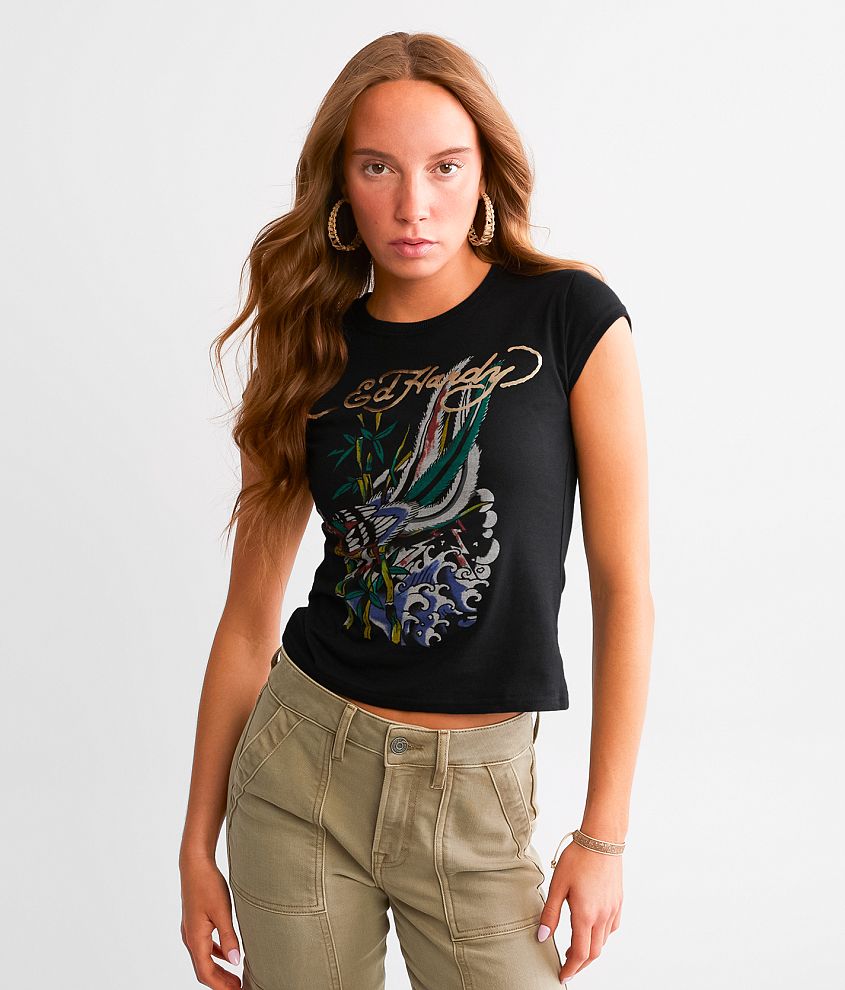 Ed Hardy Peacock T-Shirt - Women's T-Shirts in Black | Buckle