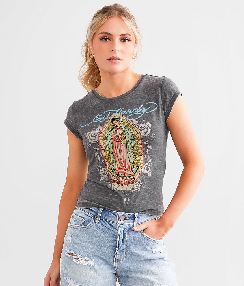 Ed Hardy Mary Burnout T-Shirt front view