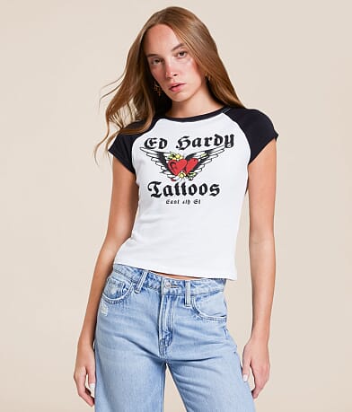 Ed Hardy Heart Wings Raglan T-Shirt front view