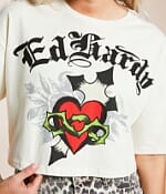 Ed Hardy Cross Heart Cropped T-Shirt - Women's T-Shirts in