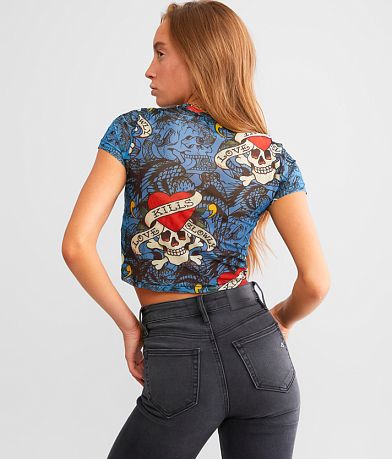 Ed Hardy Skulls Cropped T-Shirt back view