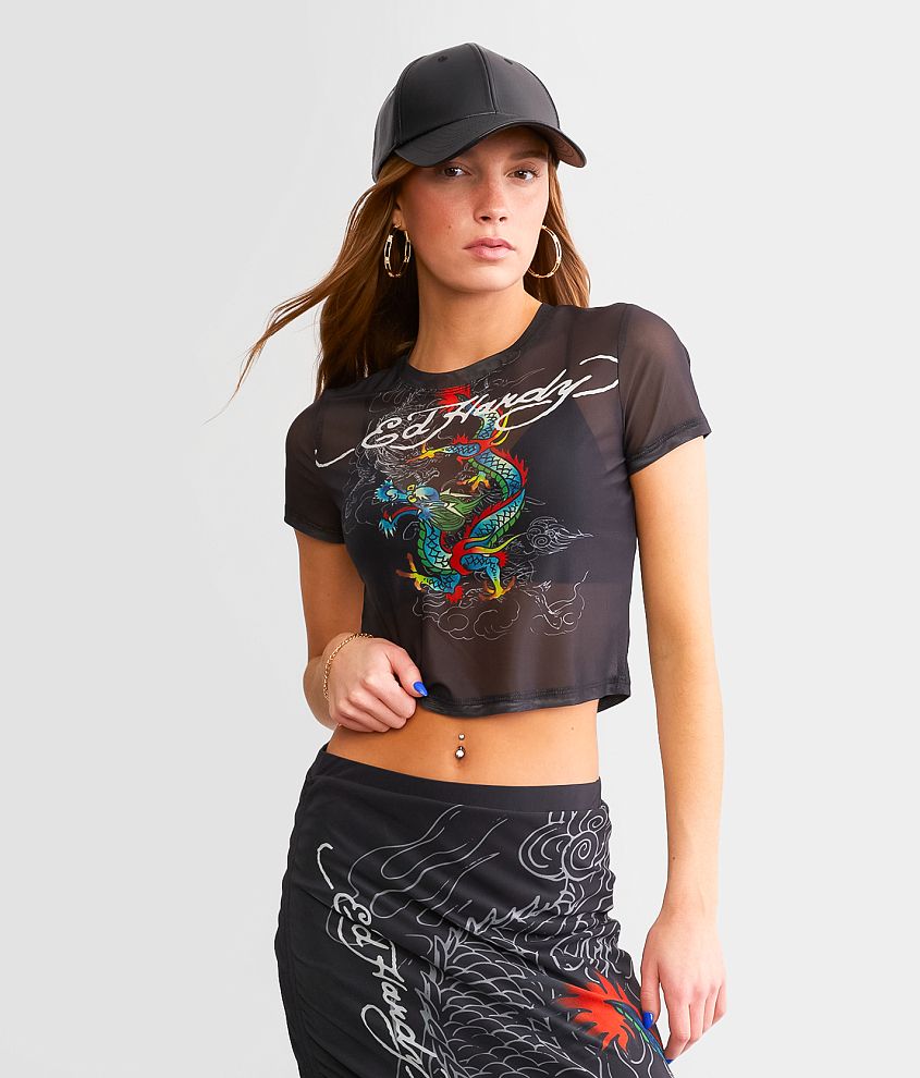 Ed Hardy Dragon Cropped Baby T-Shirt front view