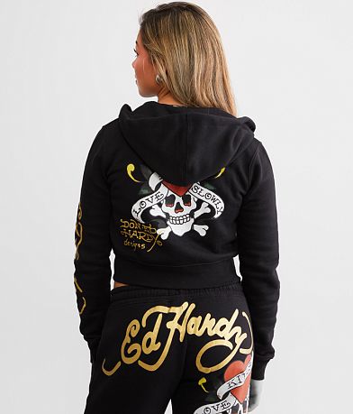 Ed Hardy Y2K Skull Cropped Hoodie BACK