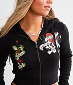 y2k❤️ 00s Ed Hardy スカル 両面ロゴ リブ タンクトップ Vintage Y2k Ed Hardy 