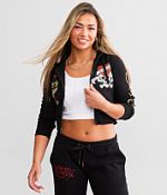Ed Hardy Y2K Skull Cropped Hoodie - Women's Sweatshirts in Black