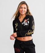 Ed Hardy Y2K Skull Cropped Hoodie - Women's Sweatshirts in Black