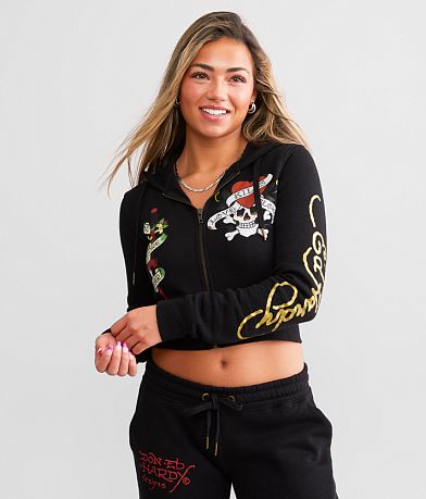 Ed Hardy Y2K Skull Cropped Hoodie FULL_RIGHT_SIDE