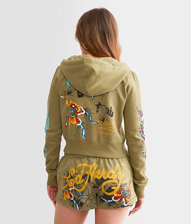 Ed Hardy Butterflies Cropped Hoodie back view