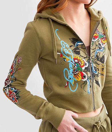Ed Hardy Butterflies Cropped Hoodie misc detail 2 view