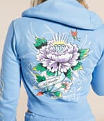Ed Hardy Y2K Flower Skulls Cropped Hoodie - Women's Sweatshirts in