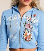 Ed Hardy Y2K Flower Skulls Cropped Hoodie - Women's Sweatshirts in