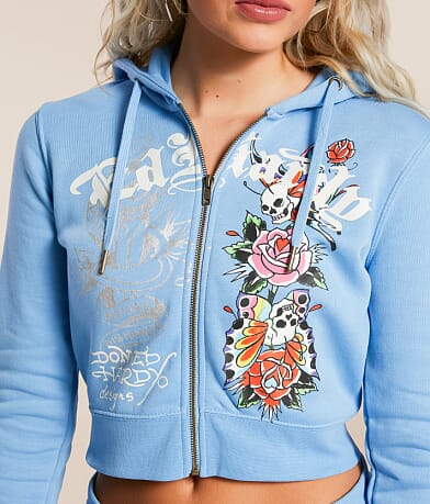 Ed Hardy Y2K Flower Skulls Cropped Hoodie MISC_DETAIL_2