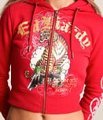 Ed Hardy Tiger Mountain Y2K Cropped Hoodie - Women's Sweatshirts
