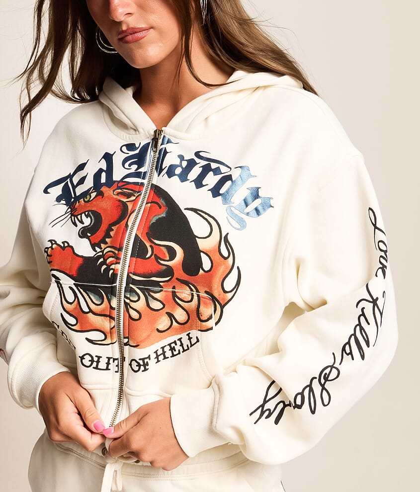 Flames Cropped Hoodie