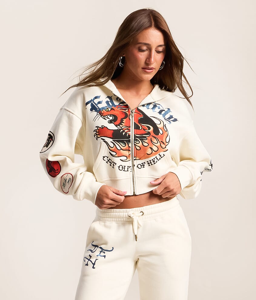 Flames Cropped Hoodie