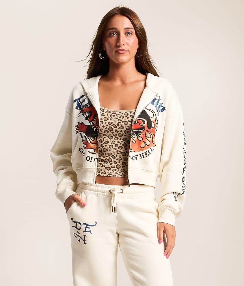 Flames Cropped Hoodie