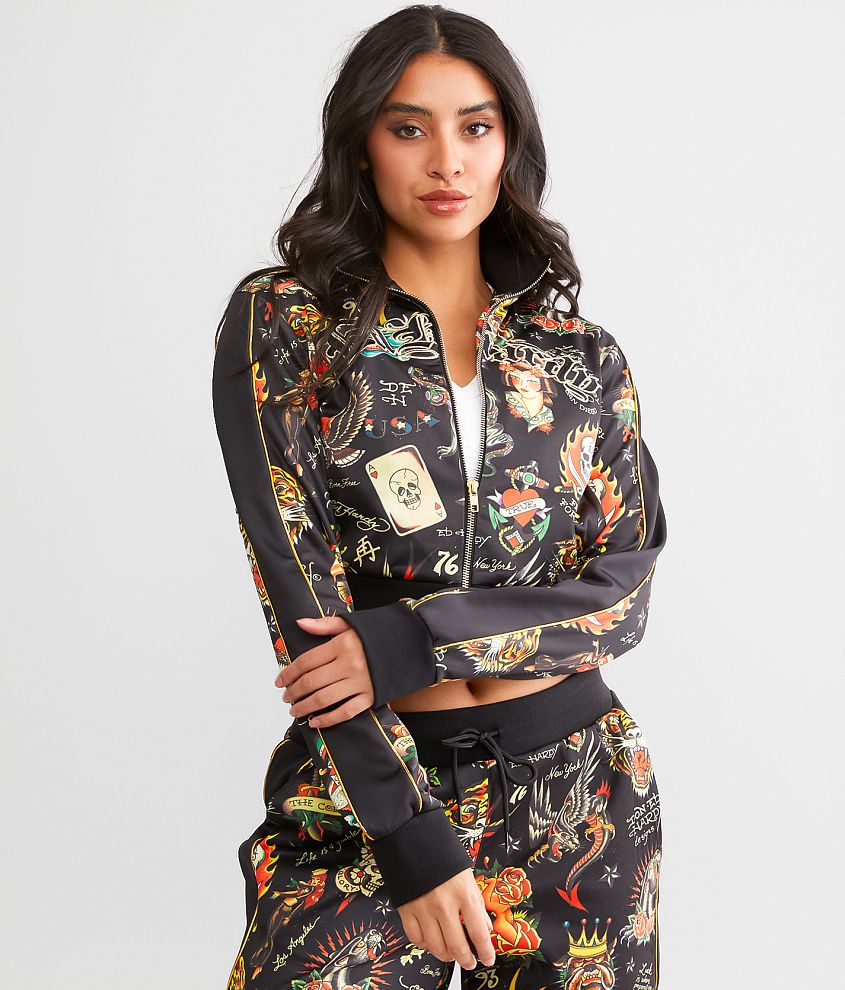 Ed Hardy Y2K Cropped Track Suit Jacket - Women's Coats/Jackets in