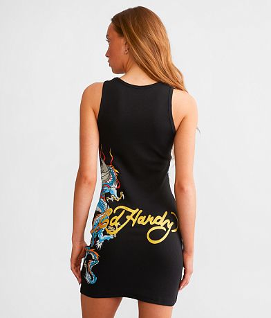Ed Hardy Dragon Fitted Mini Tank Dress back view