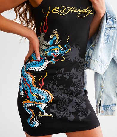 Ed Hardy Dragon Fitted Mini Tank Dress misc detail 1 view