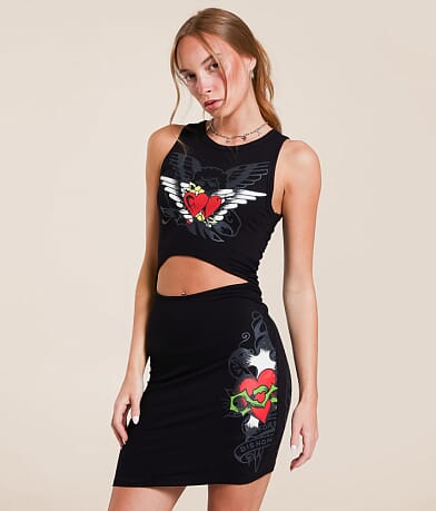Ed Hardy Wings Cut-Out Mini Dress front view