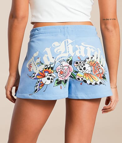 Ed Hardy Y2K Flower Skulls Short BACK