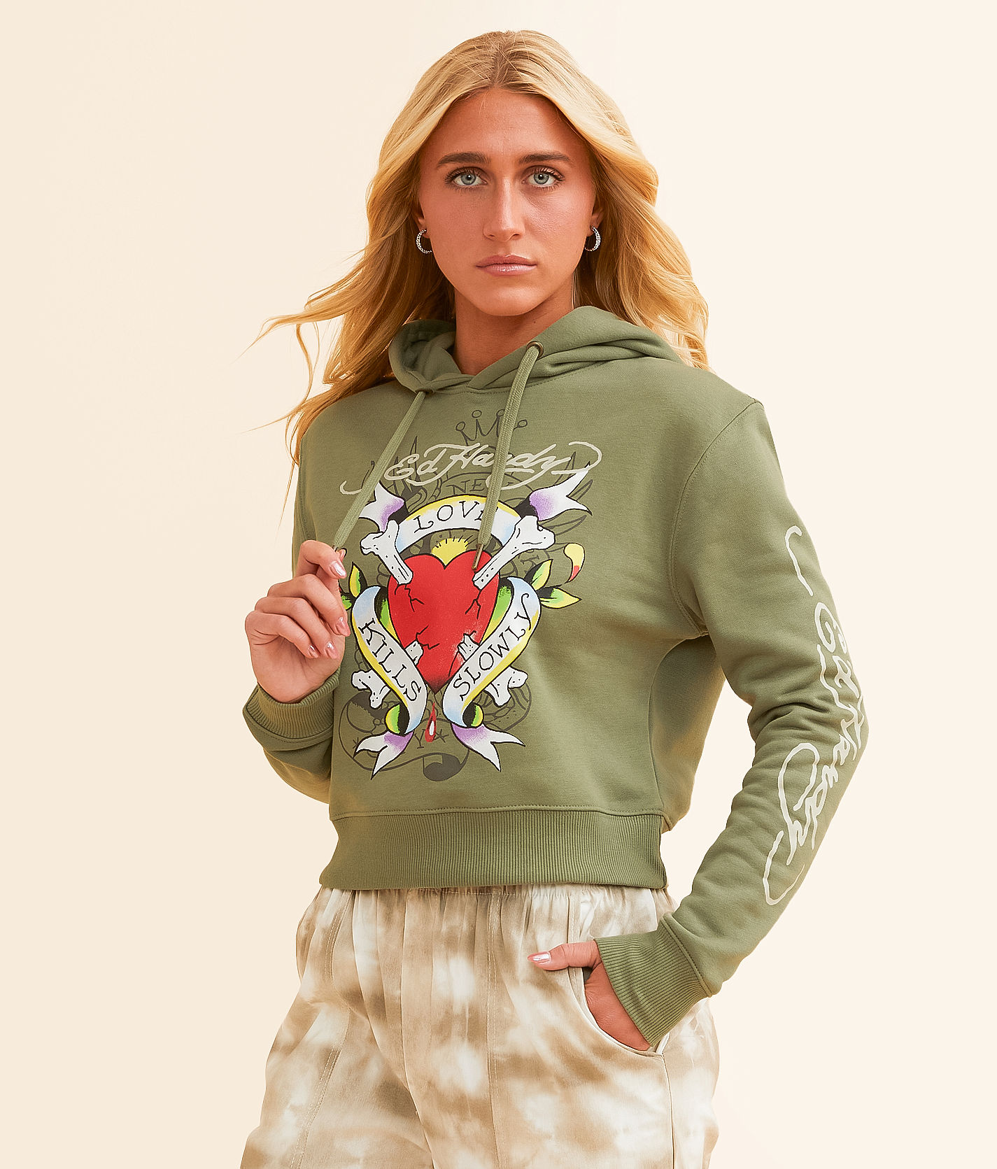 Ed Hardy Heart Hooded Sweatshirt - Women's Sweatshirts in Light