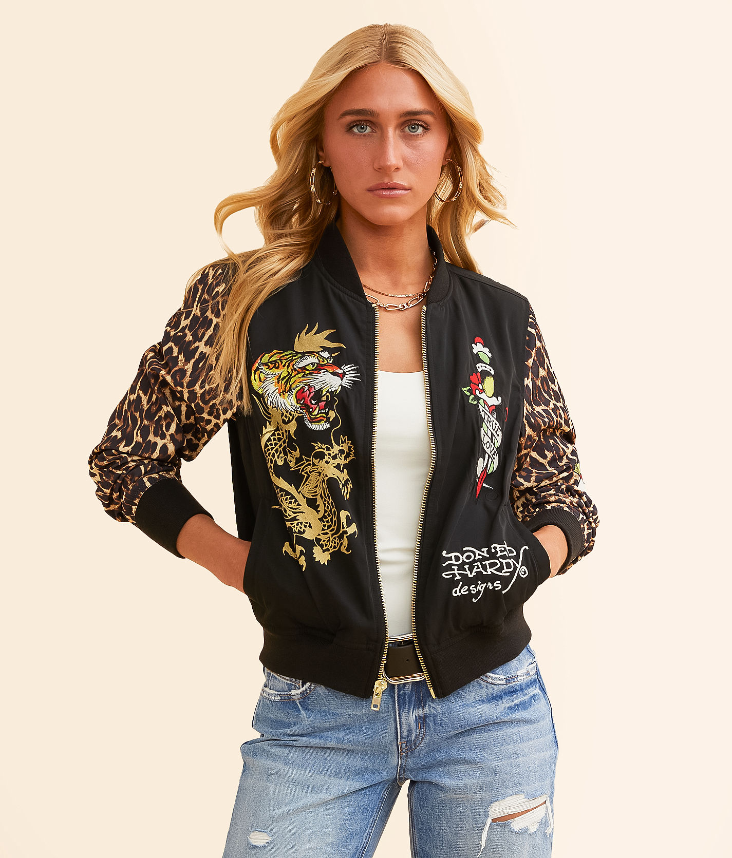 Ed Hardy Tiger Dagger Bomber Jacket - Women