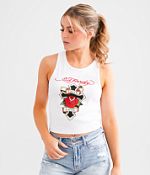 Ed Hardy Rhinestone Cross Cropped Tank Top - Women's Tank