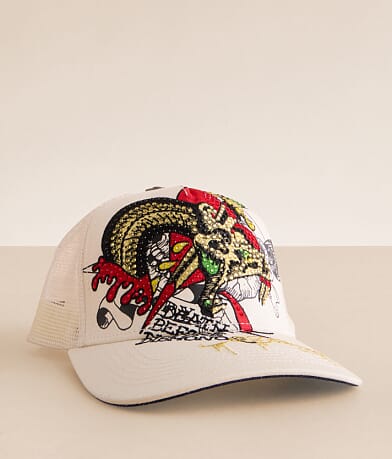 Ed Hardy Rhinestone Snake Trucker Hat front view